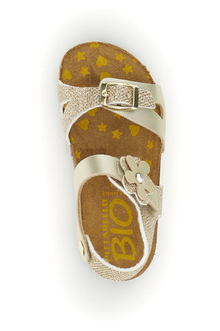 Sandali platino oro brillante con fibbie Pittarello bio 257A084SR