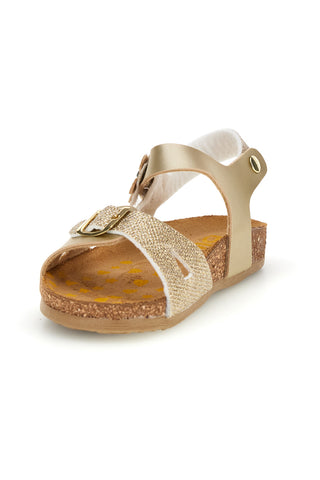 Sandali platino oro brillante con fibbie Pittarello bio 257A084SR