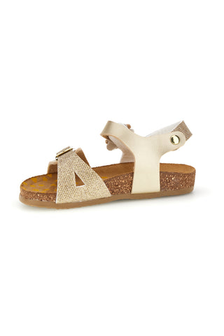 Sandali platino oro brillante con fibbie Pittarello bio 257A084SR