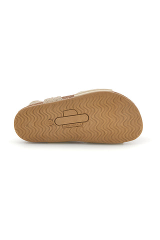 Sandali platino oro brillante con fibbie Pittarello bio 257A084SR