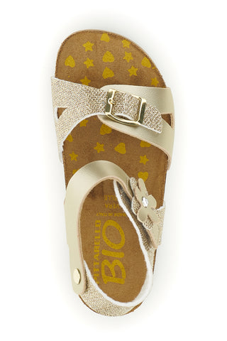 Sandali platino oro brillante con fibbie Pittarello bio 257A084SR