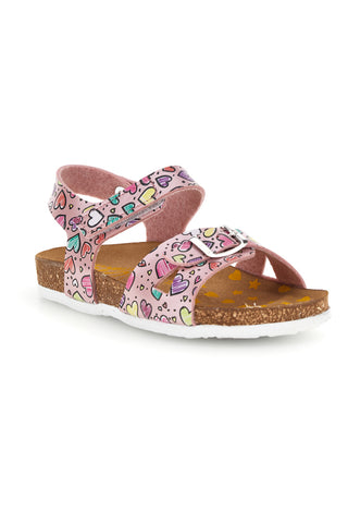 Rosa Sandalen Phantasie Herzen mit Schnallen Pittarello bio 257A084SR