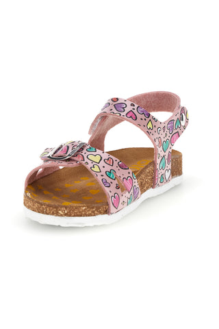 Rosa Sandalen Phantasie Herzen mit Schnallen Pittarello bio 257A084SR