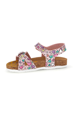 Rosa Sandalen Phantasie Herzen mit Schnallen Pittarello bio 257A084SR
