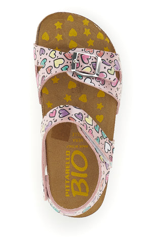 Rosa Sandalen Phantasie Herzen mit Schnallen Pittarello bio 257A084SR