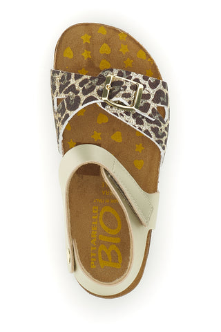 Sandali beige in vera pelle animalier Pittarello bio 257A84SR