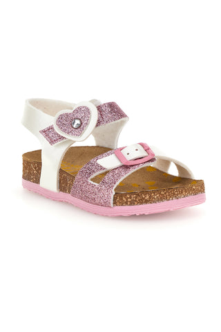 Weiß und rosa Sandalen mit Schnallen Pittarello bio 257A187SR