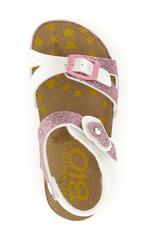 Weiß und rosa Sandalen mit Schnallen Pittarello bio 257A187SR
