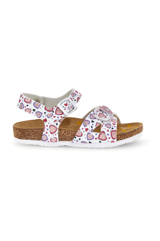 Weiße Sandalen mit rosa Herzchen-Print Pittarello bio 257A743SR