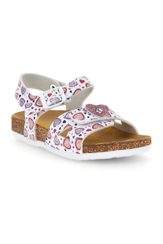 Weiße Sandalen mit rosa Herzchen-Print Pittarello bio 257A743SR