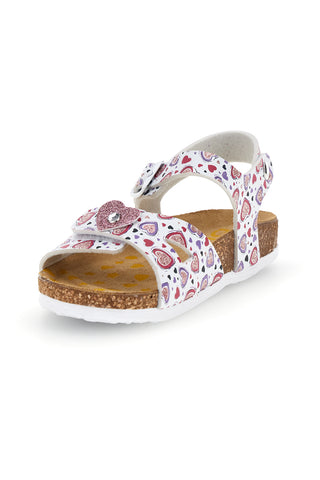 Weiße Sandalen mit rosa Herzchen-Print Pittarello bio 257A743SR