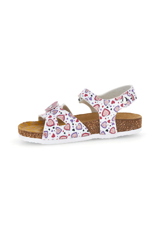 Weiße Sandalen mit rosa Herzchen-Print Pittarello bio 257A743SR
