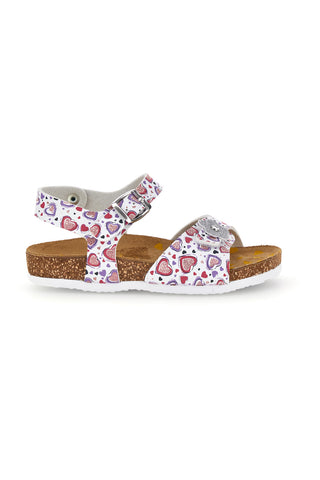 Weiße Sandalen mit rosa Herzchen-Print Pittarello bio 257A112SR