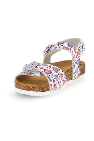 Weiße Sandalen mit rosa Herzchen-Print Pittarello bio 257A112SR