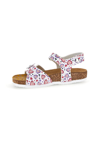 Weiße Sandalen mit rosa Herzchen-Print Pittarello bio 257A112SR