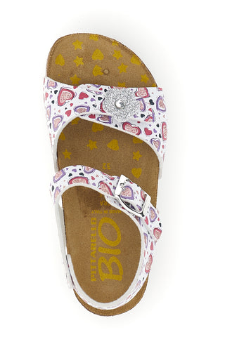 Weiße Sandalen mit rosa Herzchen-Print Pittarello bio 257A112SR