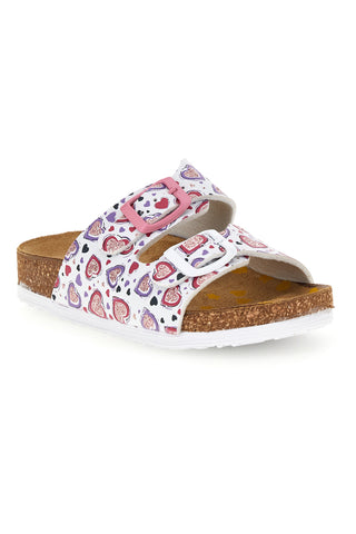 Weiße Hausschuhe mit rosa Herzdruck Pittarello bio 257A206SR