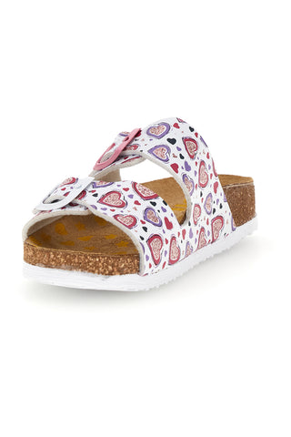 Weiße Hausschuhe mit rosa Herzdruck Pittarello bio 257A206SR
