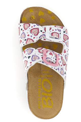 Weiße Hausschuhe mit rosa Herzdruck Pittarello bio 257A206SR