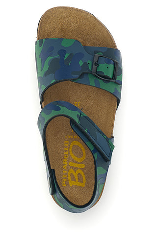 Sandali verdi camouflage con fibbia Pittarello bio 257A080SR