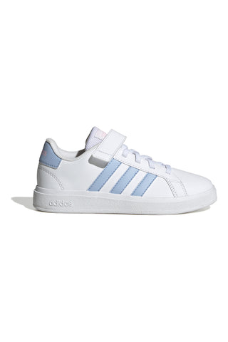 Weiße und hellblaue Turnschuhe Adidas Grand Court 2.0 El K
