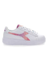 Weiße Turnschuhe mit rosa Glitzerlogo Diadora Game Step Glow Ps