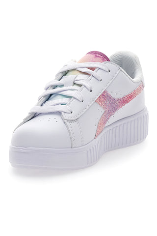 Weiße Turnschuhe mit rosa Glitzerlogo Diadora Game Step Glow Ps
