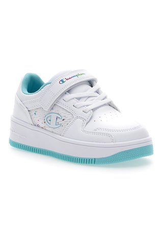 Weiße und blaue Turnschuhe mit Plateau Champion Rebound Abstract G Ps