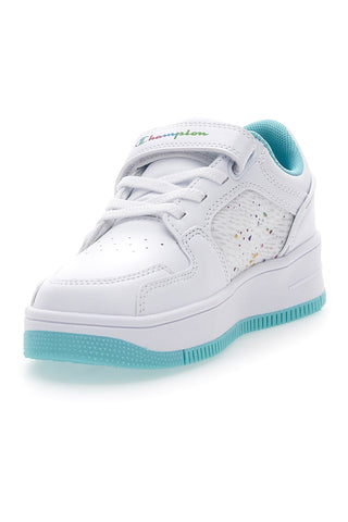 Weiße und blaue Turnschuhe mit Plateau Champion Rebound Abstract G Ps