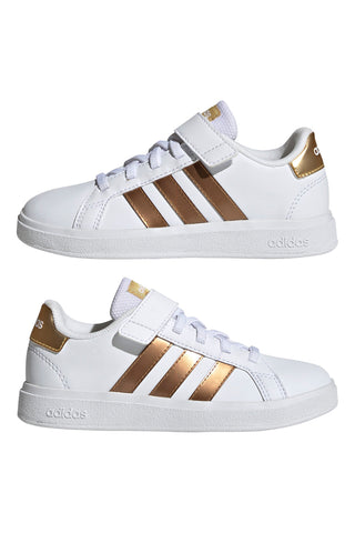 Sneakers Bianche Con Strappo in Velcro Adidas Grand Court 2 El K