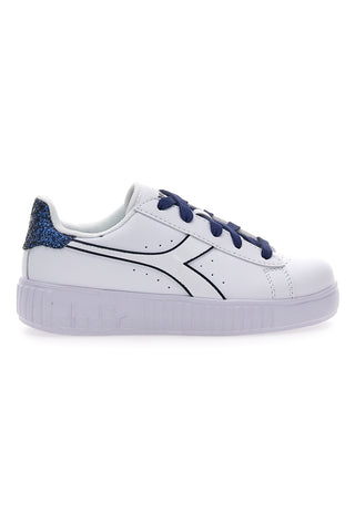 Weiße und blaue Turnschuhe Diadora Game Step P Sparkly Ps