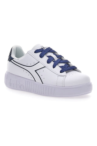 Weiße und blaue Turnschuhe Diadora Game Step P Sparkly Ps