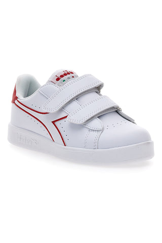 Weiße Sneakers mit rotem Logo und Klettverschluss DIADORA GAME PS