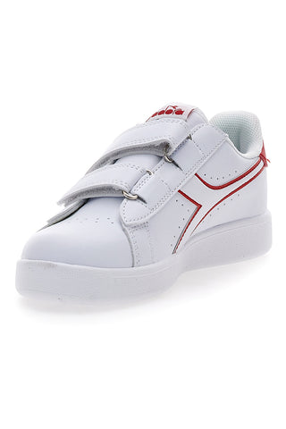 Weiße Sneakers mit rotem Logo und Klettverschluss DIADORA GAME PS