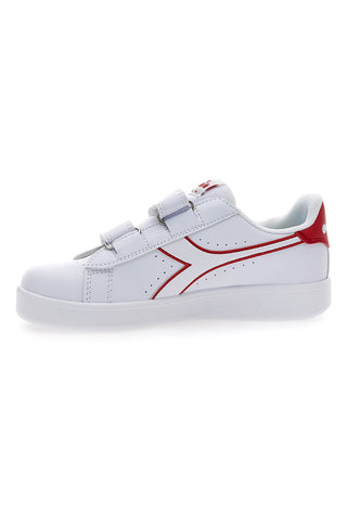 Weiße Sneakers mit rotem Logo und Klettverschluss DIADORA GAME PS