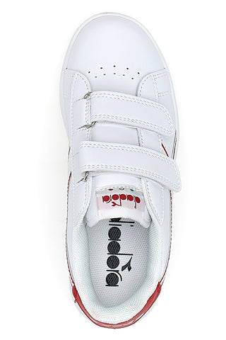 Weiße Sneakers mit rotem Logo und Klettverschluss DIADORA GAME PS