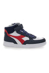 Weiße und blaue Mid-Cut-Sneaker mit seitlichem Reißverschluss DIADORA MID RAPTOR PS