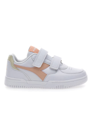 Weiße und rosa Sneaker mit Klettverschluss DIADORA RAPTOR LOW PS