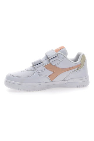 Weiße und rosa Sneaker mit Klettverschluss DIADORA RAPTOR LOW PS