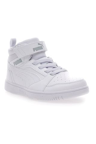 Weiße Mid-Cut-Sneaker mit Seitenband Puma Rebound V6 Mid Ac Ps