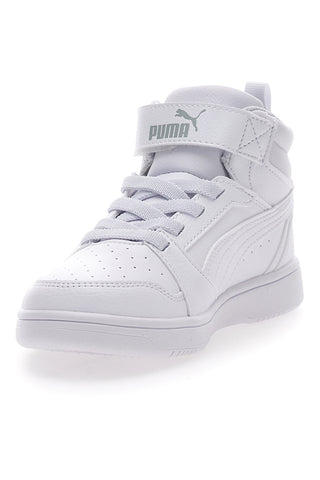 Weiße Mid-Cut-Sneaker mit Seitenband Puma Rebound V6 Mid Ac Ps