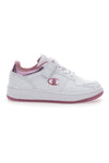 Sneakers Bianche e Rosa con Velcro CHAMPION RD18 FOIL LOW G PS