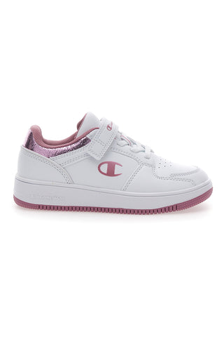 Sneakers Bianche e Rosa con Velcro CHAMPION RD18 FOIL LOW G PS