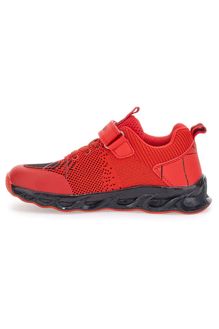 Sneakers rosse con luci e velcro PITT KIDS K23581