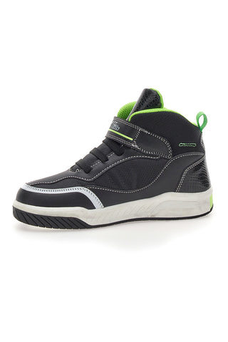 Schwarze Sneakers mit buntem Aufdruck und Lichtern Pitt Kids K211020