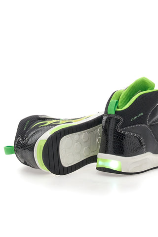 Schwarze Sneakers mit buntem Aufdruck und Lichtern Pitt Kids K211020