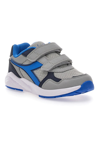 Graue und blaue Sneakers mit doppeltem Klettverschluss Diadora Falcon 5 JR V