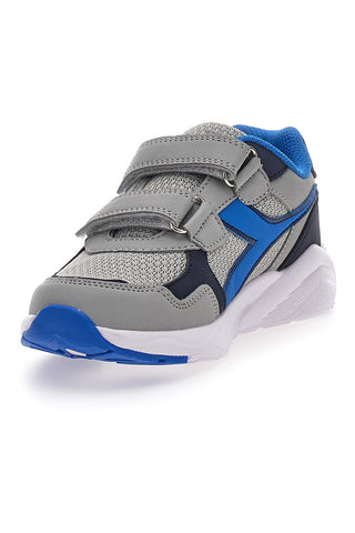Graue und blaue Sneakers mit doppeltem Klettverschluss Diadora Falcon 5 JR V