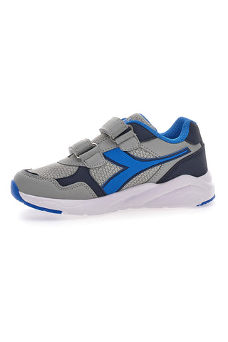 Graue und blaue Sneakers mit doppeltem Klettverschluss Diadora Falcon 5 JR V