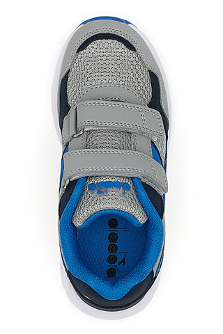 Graue und blaue Sneakers mit doppeltem Klettverschluss Diadora Falcon 5 JR V
